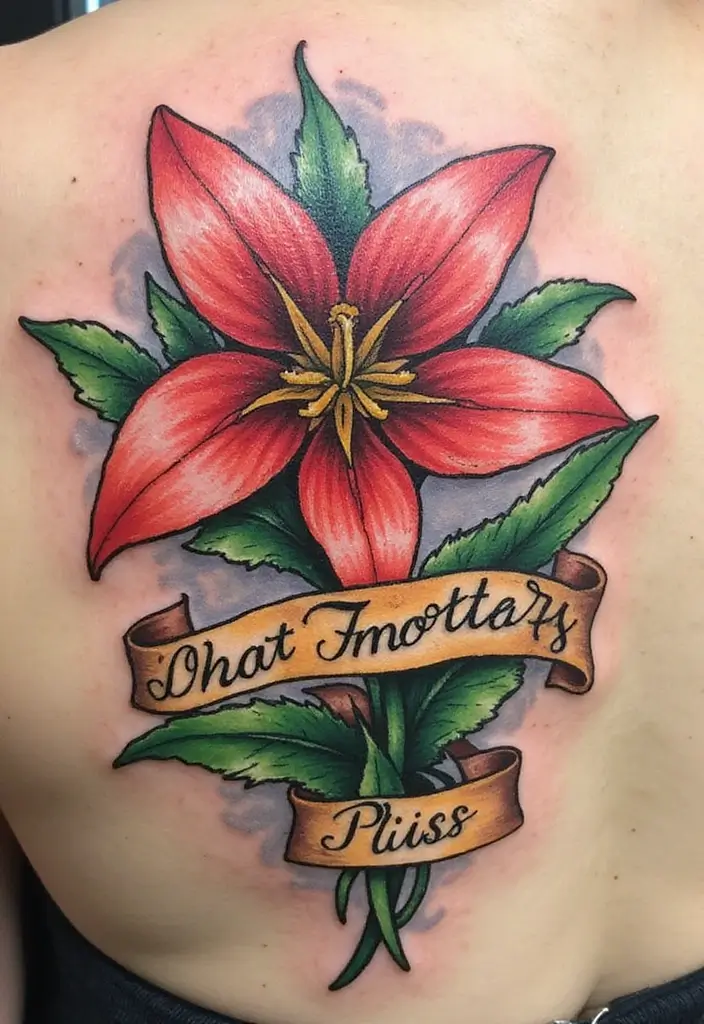 50 Stargazer Lily Tattoos with Elegant and Symbolic Designs 38 50 Stargazer Lily Tattoos with Elegant and Symbolic Designs - 38. Lettering and Lily