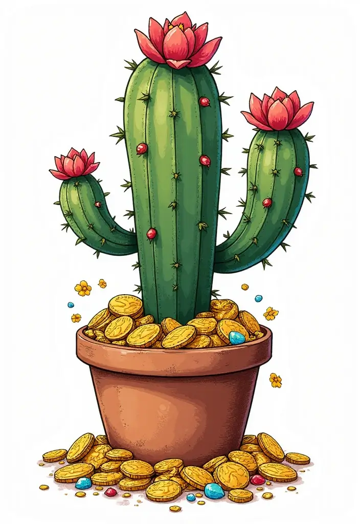 50 Cactus Tattoo Ideas with Minimalist and Symbolic Styles 38 50 Cactus Tattoo Ideas with Minimalist and Symbolic Styles - 38. Cactus and Treasure