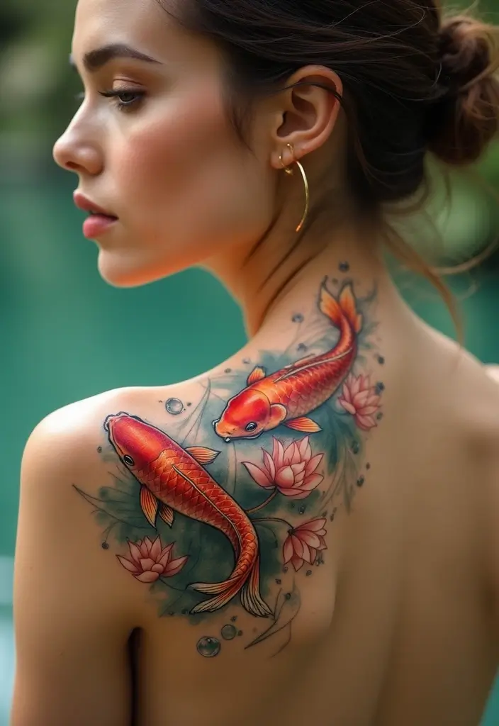 50 Elegant Collarbone Tattoo Ideas for Women 38 50 Elegant Collarbone Tattoo Ideas for Women - 38. Koi Fish Tattoos