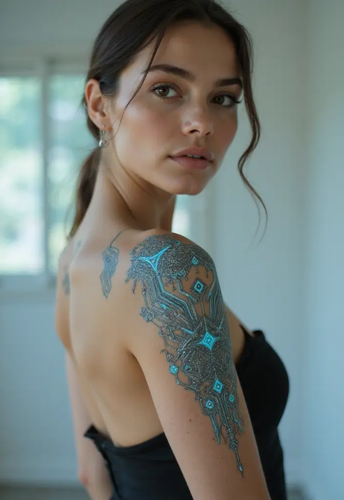 50 Beautiful Hand Tattoos for Women with Unique Design Ideas 38 50 Beautiful Hand Tattoos for Women with Unique Design Ideas - 38. Futuristic Designs