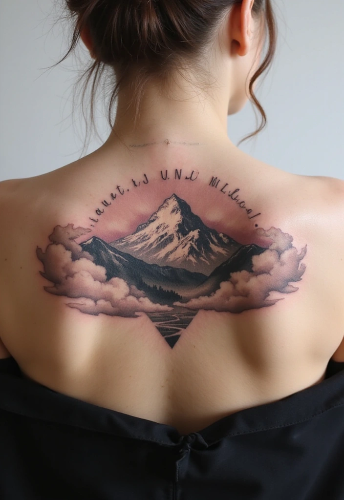 50 Mountain Tattoo Ideas with Powerful and Minimalist Designs 38 50 Mountain Tattoo Ideas with Powerful and Minimalist Designs - 38. Mountain with Clouds Tattoo