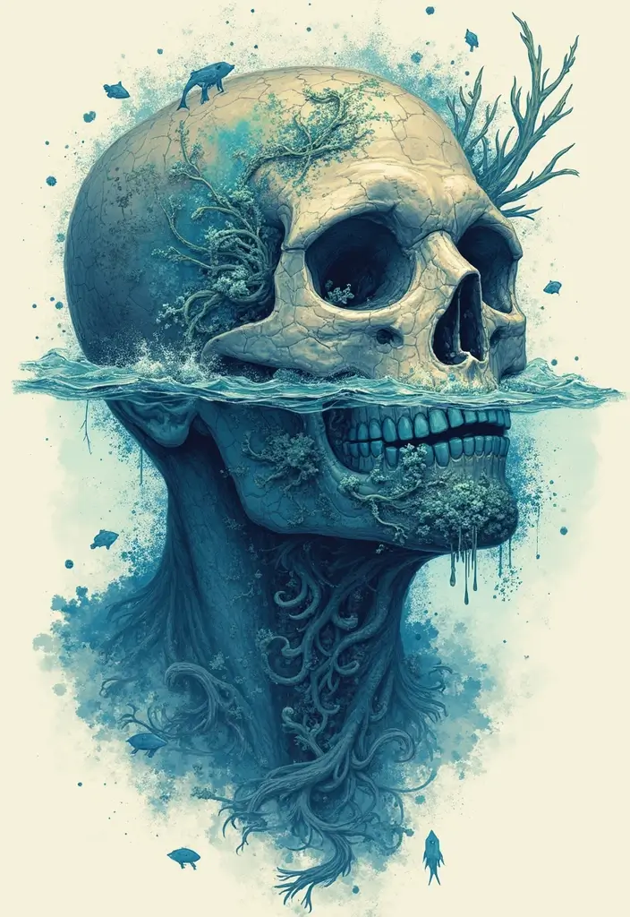 50 Shrunken Head Tattoo Designs for Bold and Edgy Styles - 38. Underwater Themes