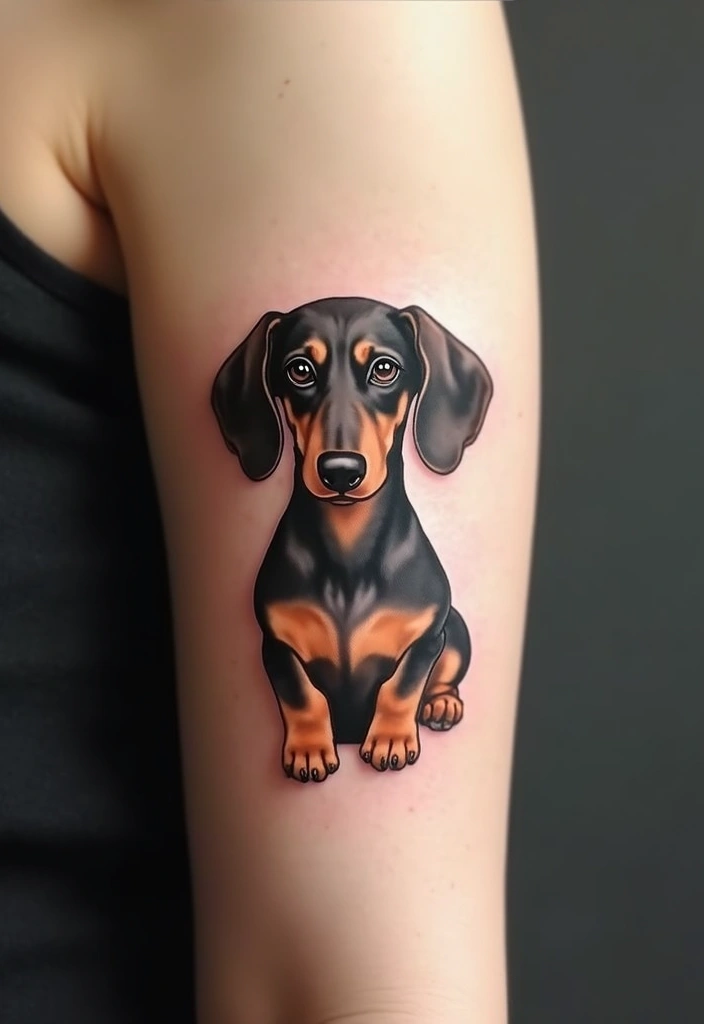 50 Small Wiener Dog Tattoos with Cute and Minimalist Designs - 38. Darling Dog Portrait
