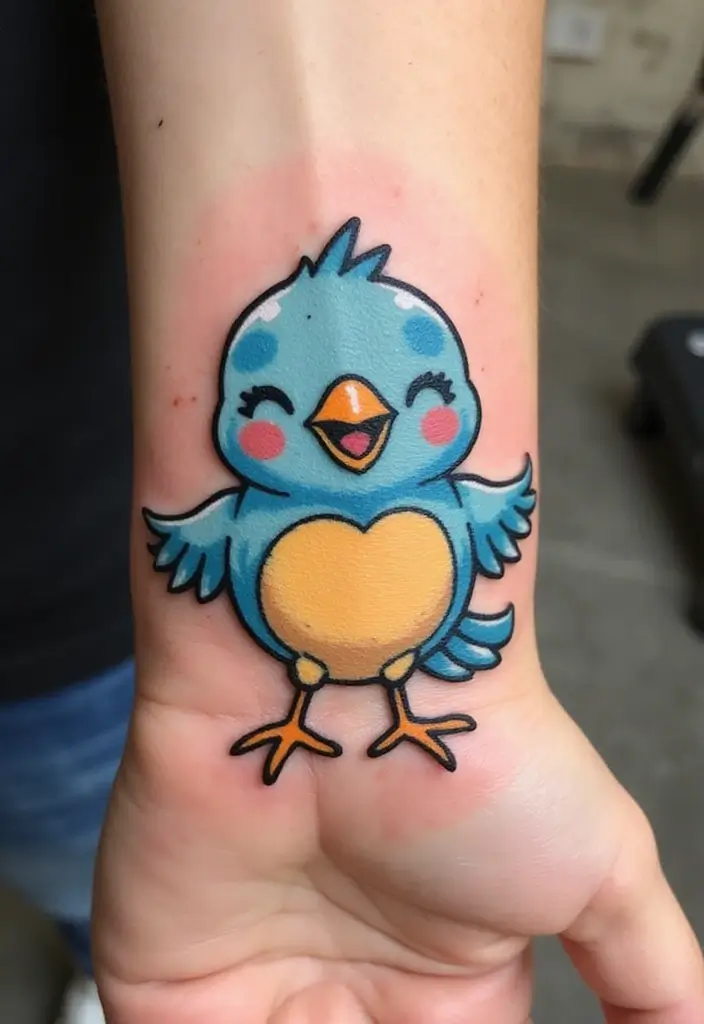50 Sparrow Tattoos with Symbolism and Artistic Styles - 38. Playful Sparrow Tattoo