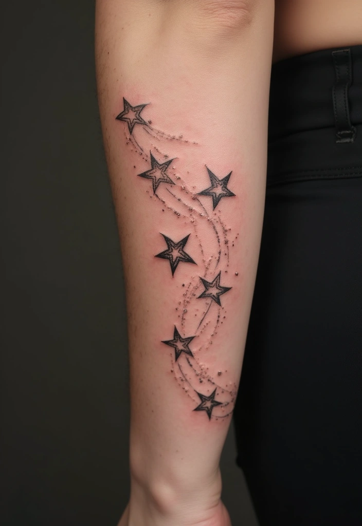 50 Star Tattoo Meaning Ideas and Symbolism Explained! - 38. Star Trail Tattoos