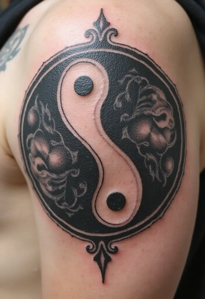 50 Yin Yang Tattoo Ideas with Balance and Harmony Symbolism - 38. Yin Yang in a Circle of Life