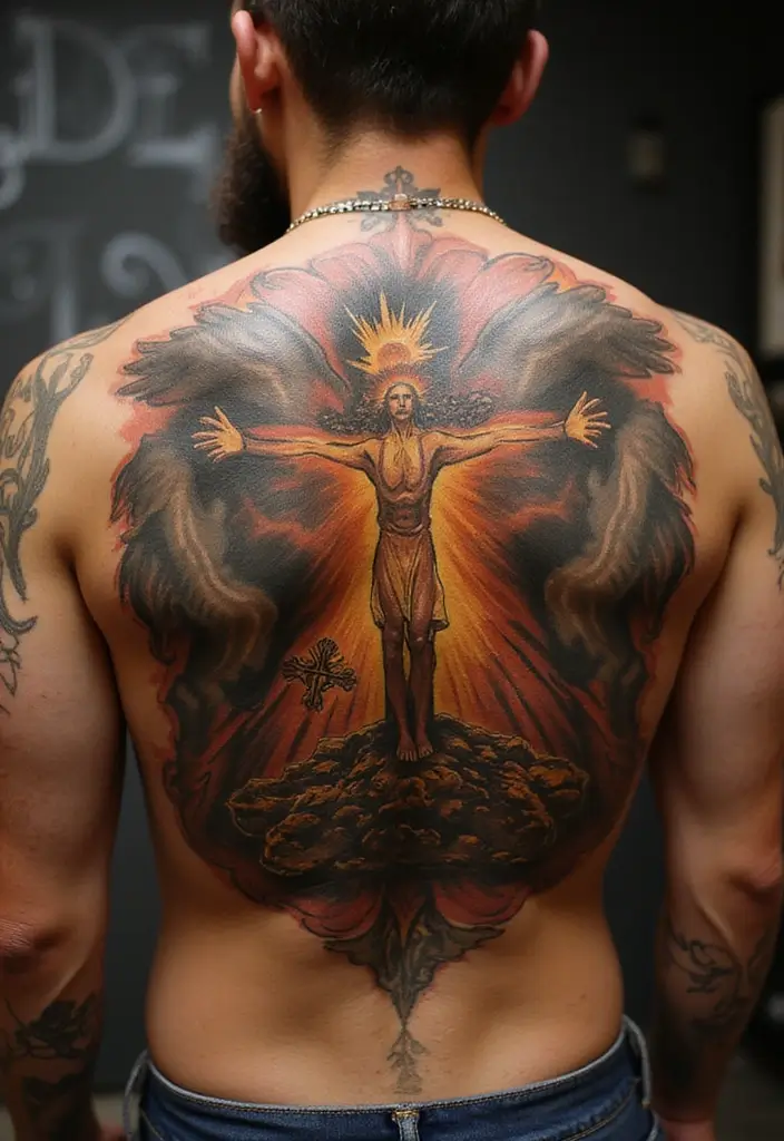 50 Christian Back Tattoos with Meaningful and Powerful Designs - 39. The Resurrection