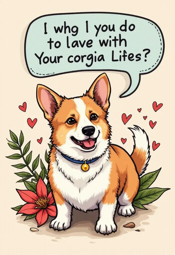 50 Creative Corgi Tattoo Ideas for Dog Lovers 39 50 Creative Corgi Tattoo Ideas for Dog Lovers - 39. Corgi with a Speech Bubble