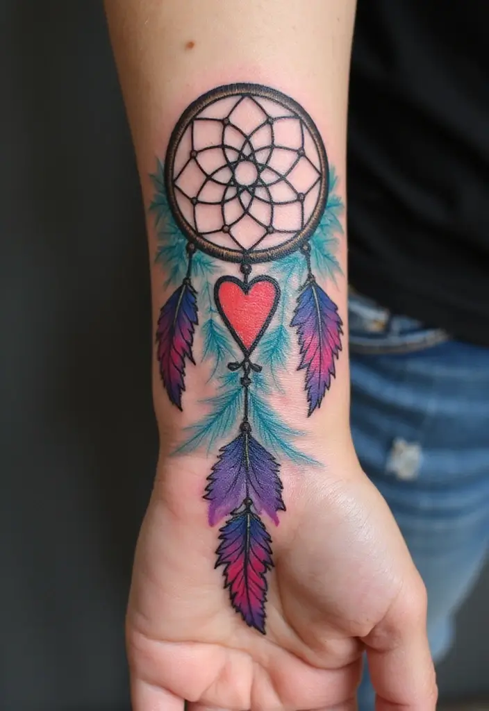 50 Dreamcatcher Tattoo Ideas with Cultural Symbolism 39 50 Dreamcatcher Tattoo Ideas with Cultural Symbolism - 39. Dreamcatcher with a Heartbeat Line