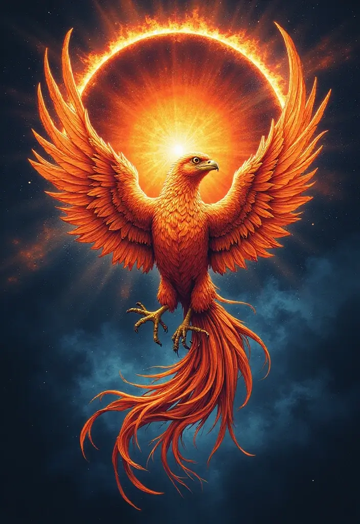50 Eclipse Tattoo Designs with Powerful Meaning and Symbolism - 39. Eclipse with Phoenix