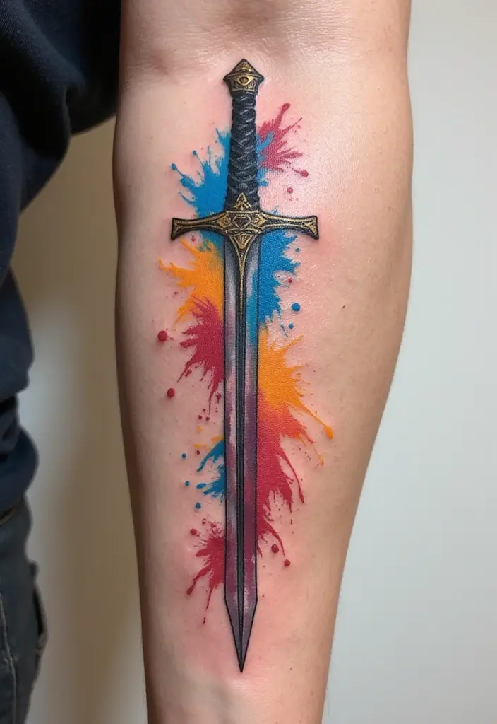 50 Sword Tattoo Designs and Symbolism to Inspire Your Next Ink 39 50 Sword Tattoo Designs and Symbolism to Inspire Your Next Ink - 39. Sword in Abstract Art