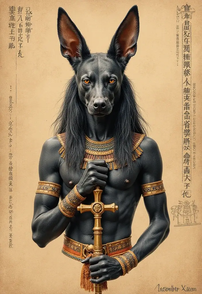 30 Anubis Tattoo Designs with Ancient Egyptian Symbolism 3 30 Anubis Tattoo Designs with Ancient Egyptian Symbolism - 3. Anubis and the Ankh