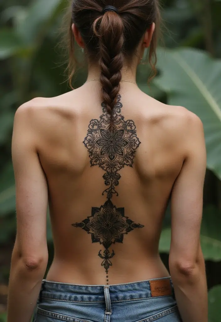 50 Baddie Women’s Spine Tattoos That Look Absolutely Stunning - 3. Mandala Magic
