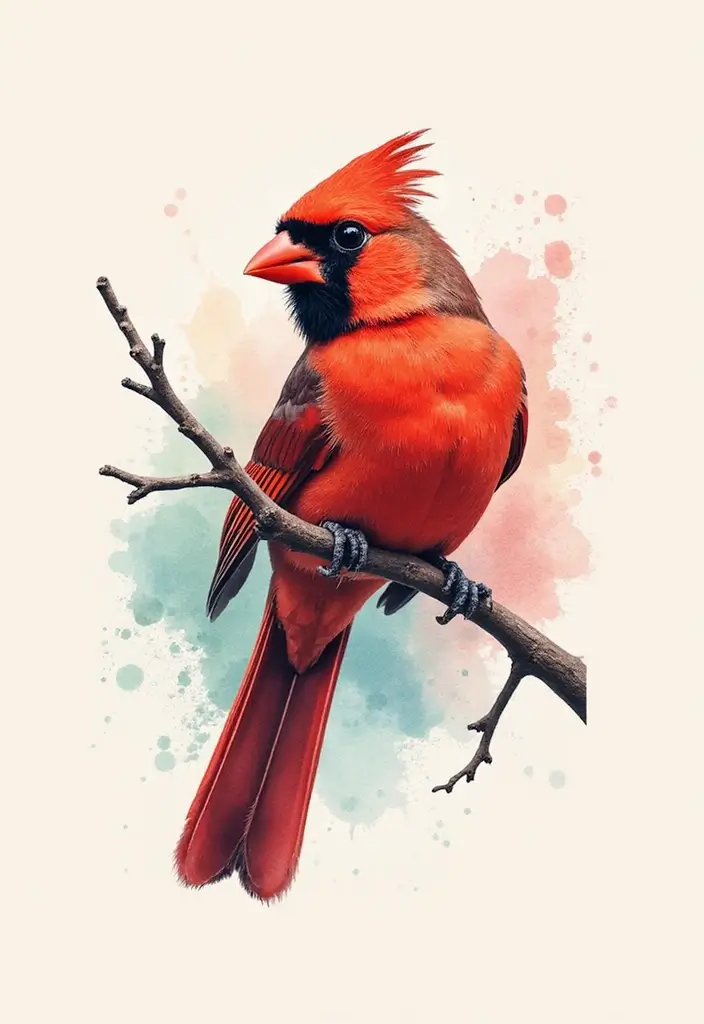 50 Cardinal Tattoo Ideas with Symbolism and Beautiful Designs - 3. Watercolor Cardinal