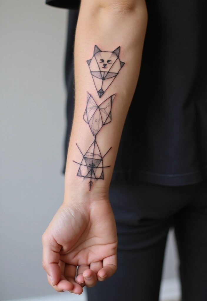 50 Creative Cat Tattoo Ideas for Every Style - 3. Geometric Cat Patterns
