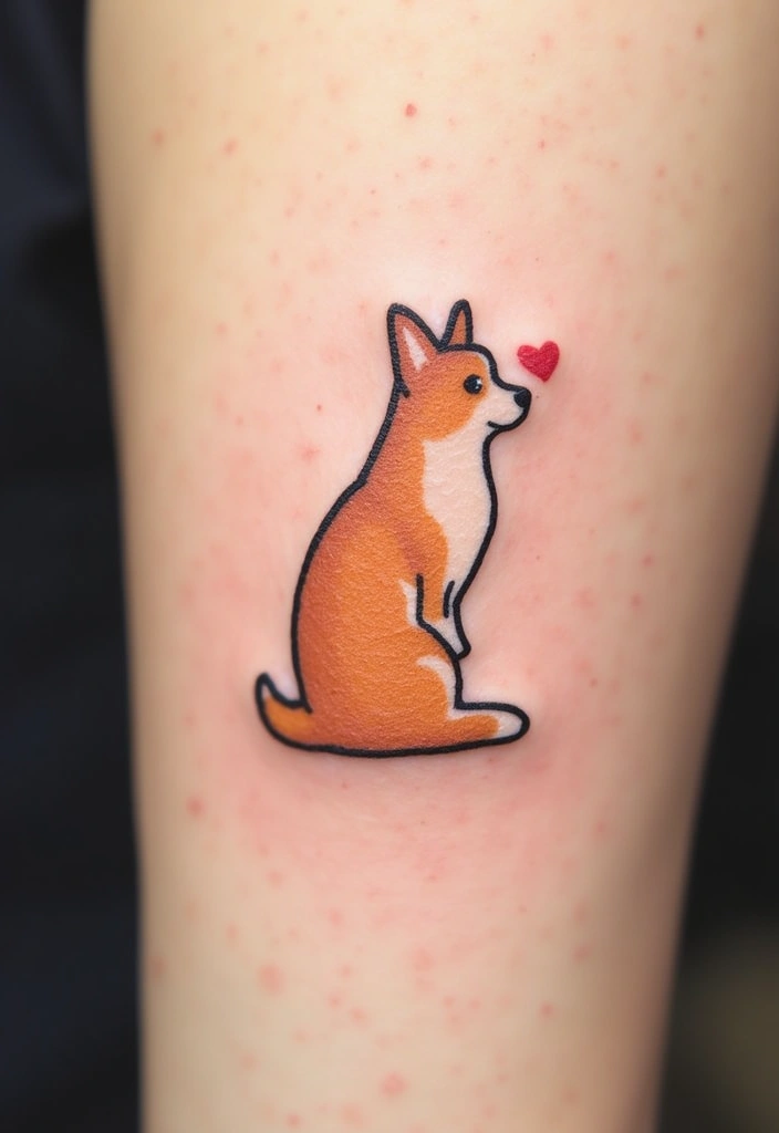 50 Creative Corgi Tattoo Ideas for Dog Lovers 3 50 Creative Corgi Tattoo Ideas for Dog Lovers - 3. Corgi Silhouette with a Heart