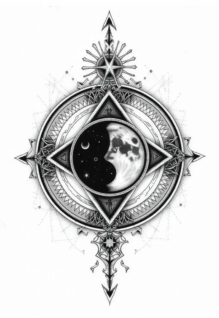 50 Eclipse Tattoo Designs with Powerful Meaning and Symbolism - 3. Geometric Eclipse Designs