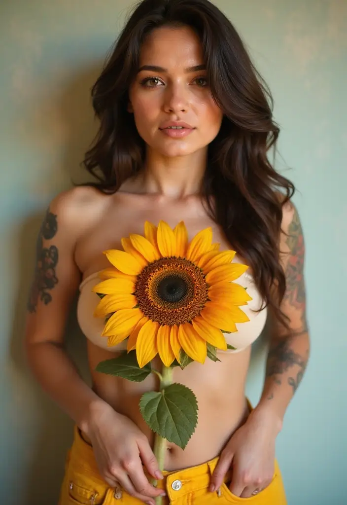 30 Flower Nipple Tattoo Ideas with Creative and Bold Designs - 3. Bold Sunflower Statements