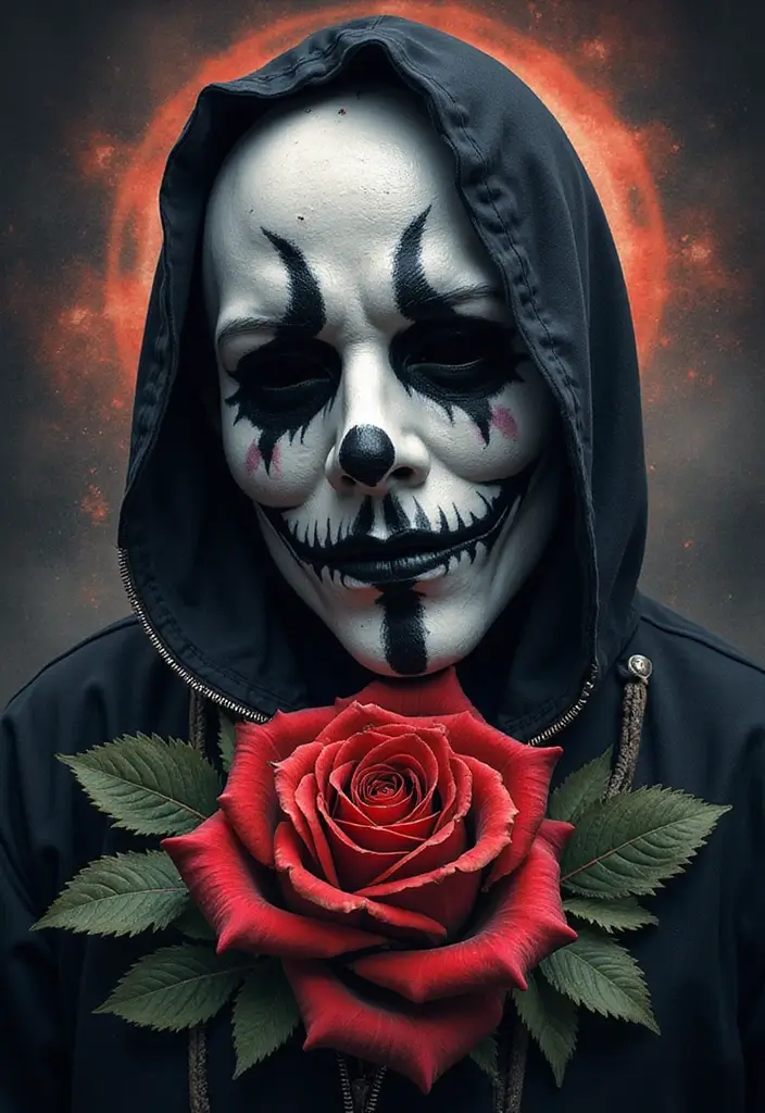 30 Ghostface Tattoo Ideas for Horror Fans - 3. Ghostface with a Rose