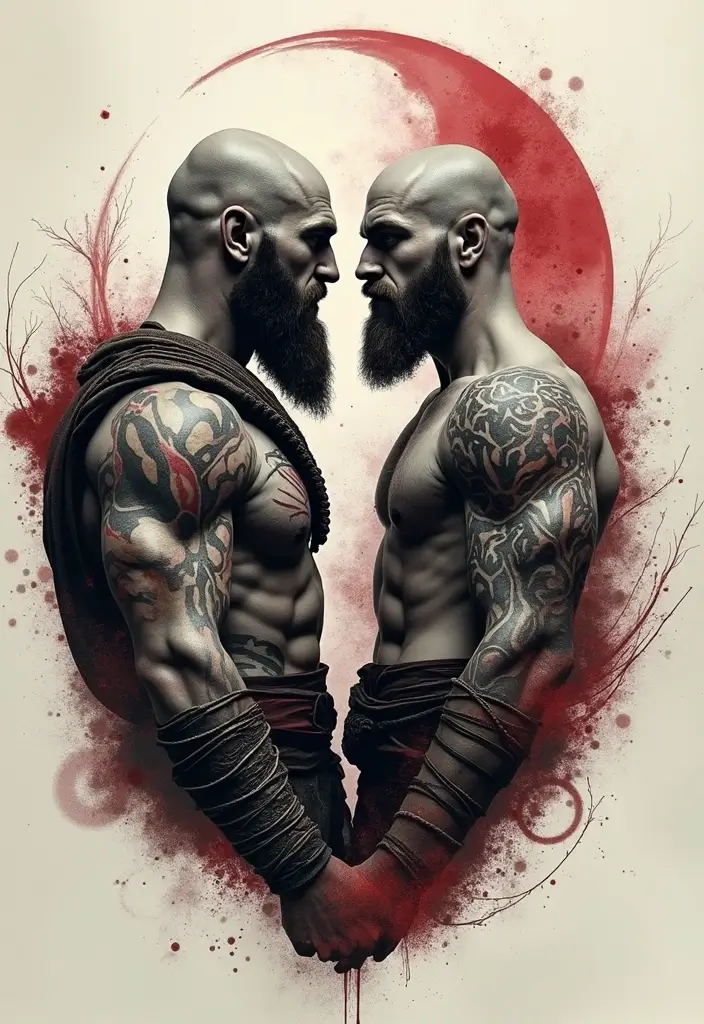 50 God of War Tattoo Ideas for True Fans of the Game - 3. Atreus and Kratos Together