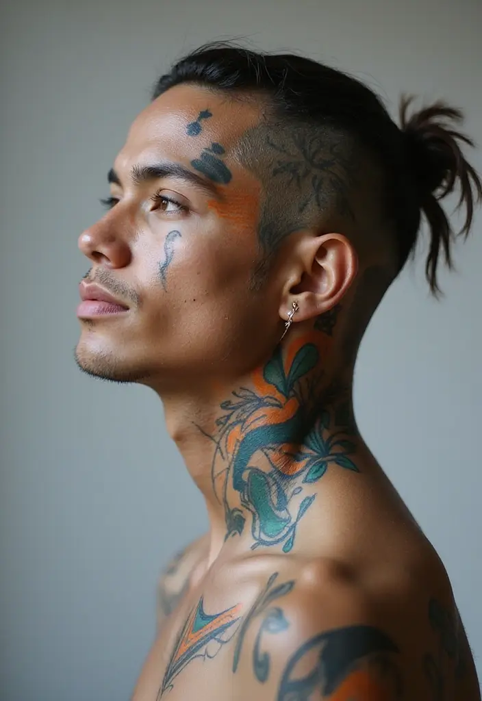 30 Head Tattoos for Men with Unique and Creative Styles 3 30 Head Tattoos for Men with Unique and Creative Styles - 3. Abstract Art