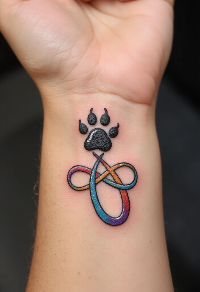 30 Loyalty Over Love Tattoos and Their Symbolism - 3. Infinity Symbol with a Paw
