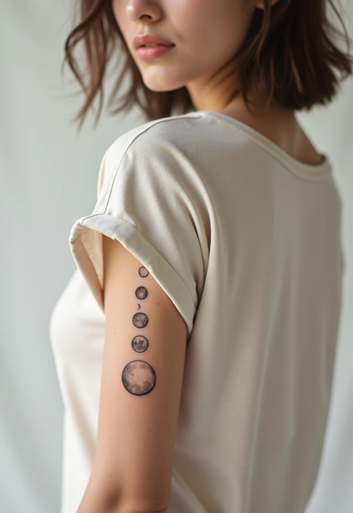 30 Moon Phase Tattoo Ideas with Symbolism and Elegant Designs 3 30 Moon Phase Tattoo Ideas with Symbolism and Elegant Designs - 3. Phases of the Moon in a Line Art Design