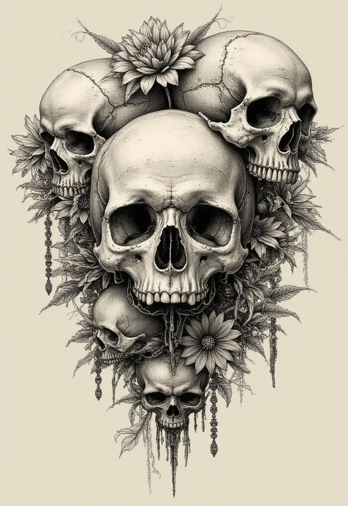 50 Shrunken Head Tattoo Designs for Bold and Edgy Styles - 3. Skull Incorporations