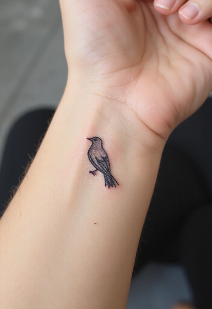 50 Sparrow Tattoos with Symbolism and Artistic Styles - 3. Minimalistic Sparrow Tattoo