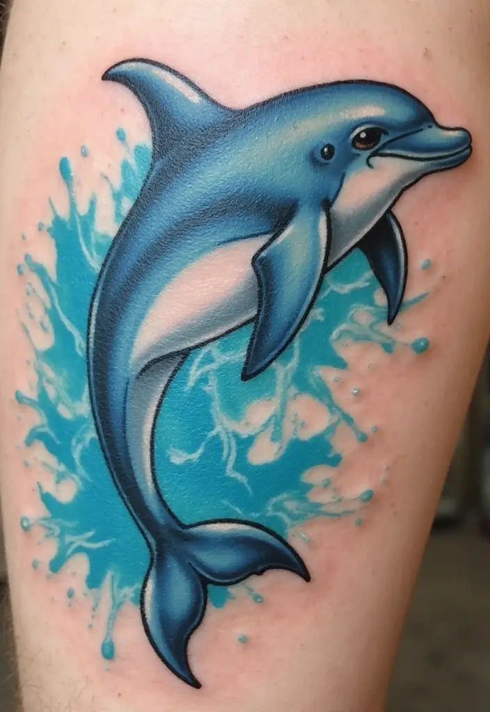30 Water Tattoo Designs with Flowing Creativity 3 30 Water Tattoo Designs with Flowing Creativity - 3. Playful Dolphins