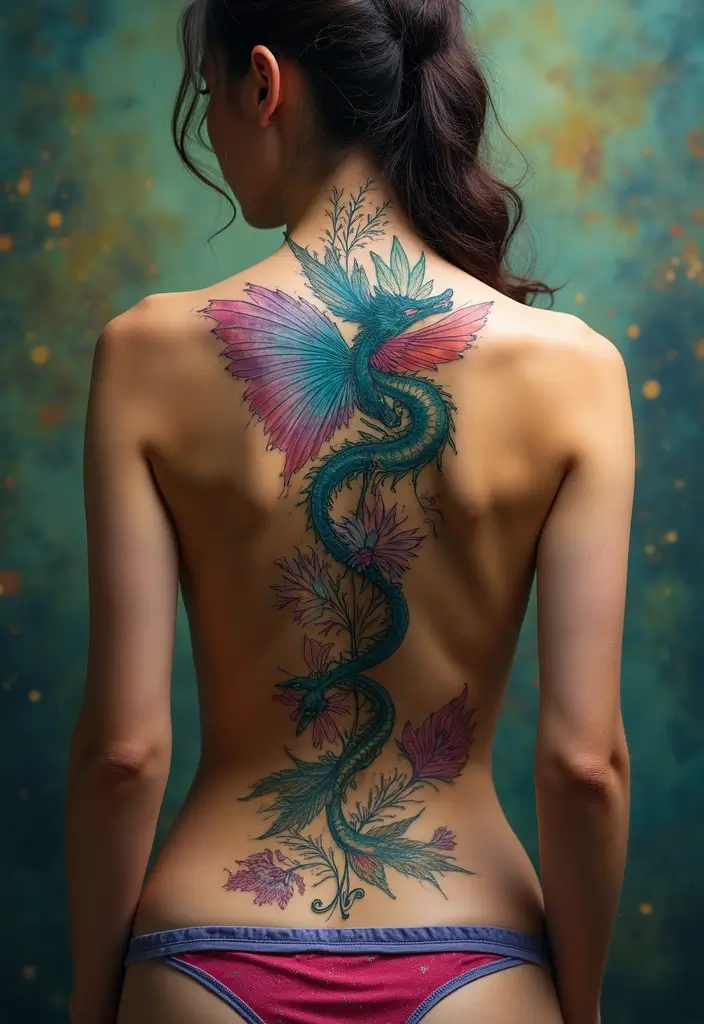 50 Baddie Women’s Spine Tattoos That Look Absolutely Stunning - 40. Fantasy Themes