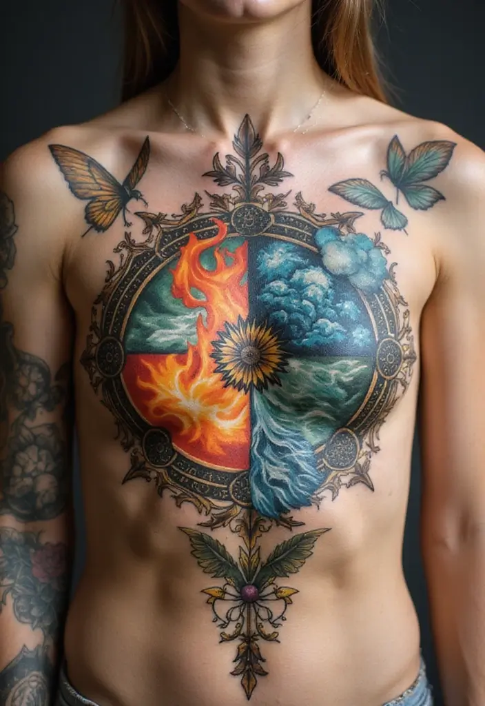 50 Best Chest Tattoo Ideas for Men and Women in 2025 40 50 Best Chest Tattoo Ideas for Men and Women in 2025 - 40. Elemental Tattoos