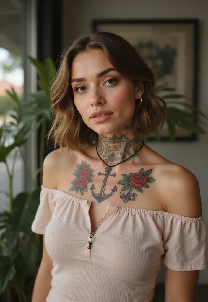 50 Elegant Collarbone Tattoo Ideas for Women 40 50 Elegant Collarbone Tattoo Ideas for Women - 40. Old-School Tattoos
