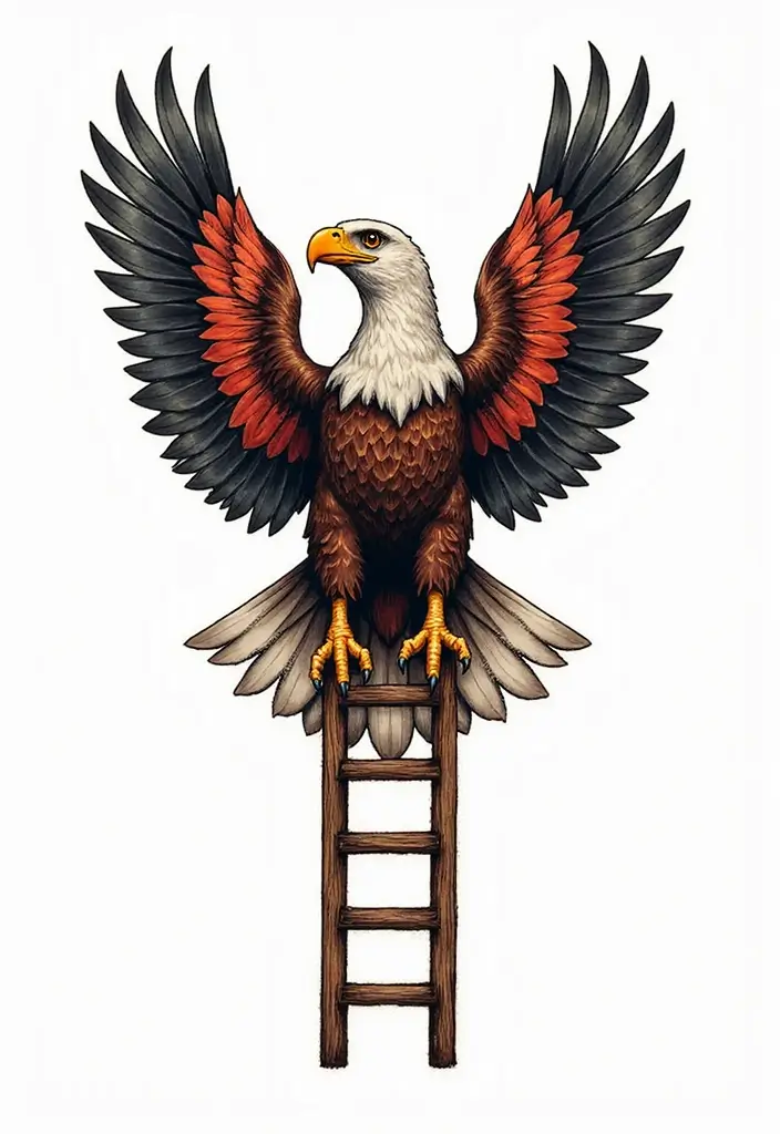 50 Eagle Tattoo Meaning Ideas and Symbolic Designs 40 50 Eagle Tattoo Meaning Ideas and Symbolic Designs - 40. Eagle and a Ladder