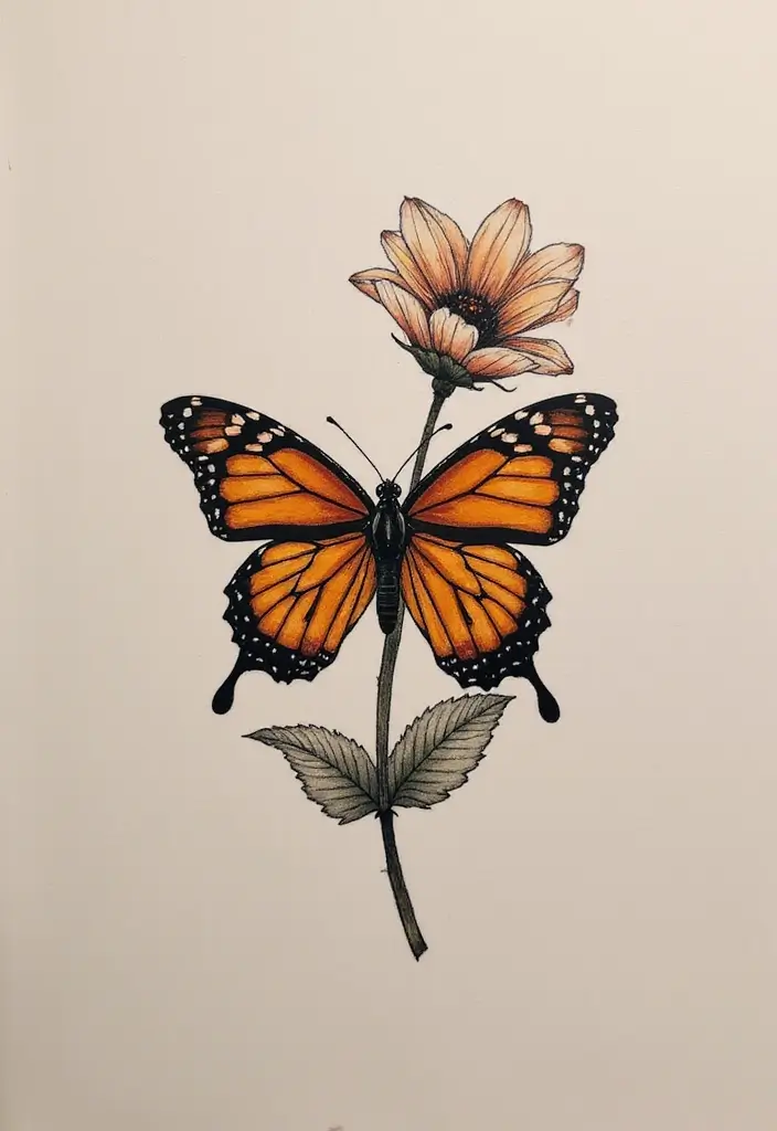 50 Half Butterfly Half Flower Tattoo Designs and Inspirations - 40. The Personal Journey