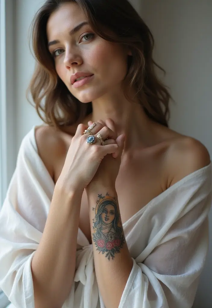 50 Virgin Mary Hand Tattoos with Spiritual and Artistic Designs - 40. Virgin Mary with a Cloak