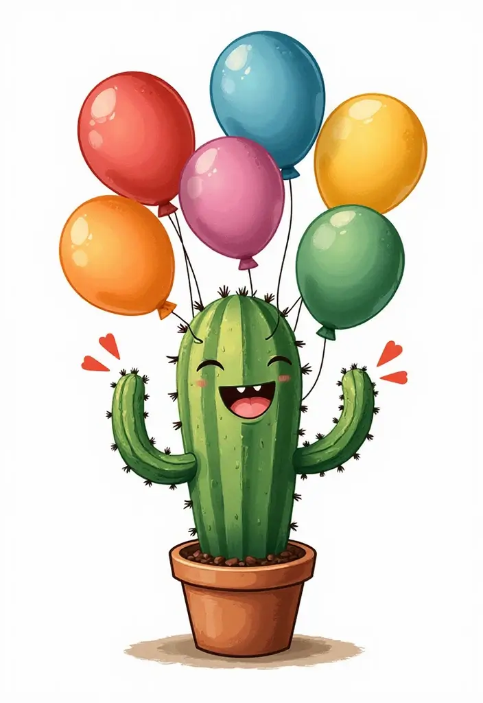 50 Cactus Tattoo Ideas with Minimalist and Symbolic Styles 41 50 Cactus Tattoo Ideas with Minimalist and Symbolic Styles - 41. Cactus and Balloons