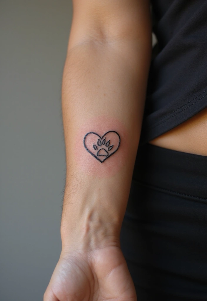 50 Creative Cat Tattoo Ideas for Every Style - 41. Paw and Heart Tattoos