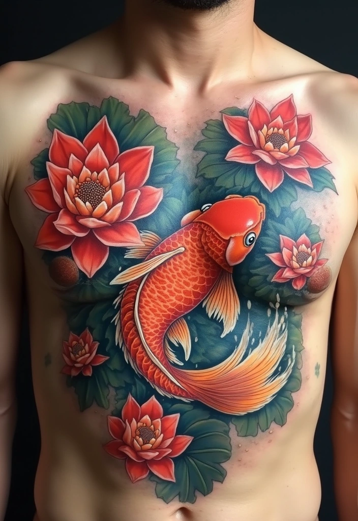 50 Best Chest Tattoo Ideas for Men and Women in 2025 41 50 Best Chest Tattoo Ideas for Men and Women in 2025 - 41. Koi Fish Tattoos