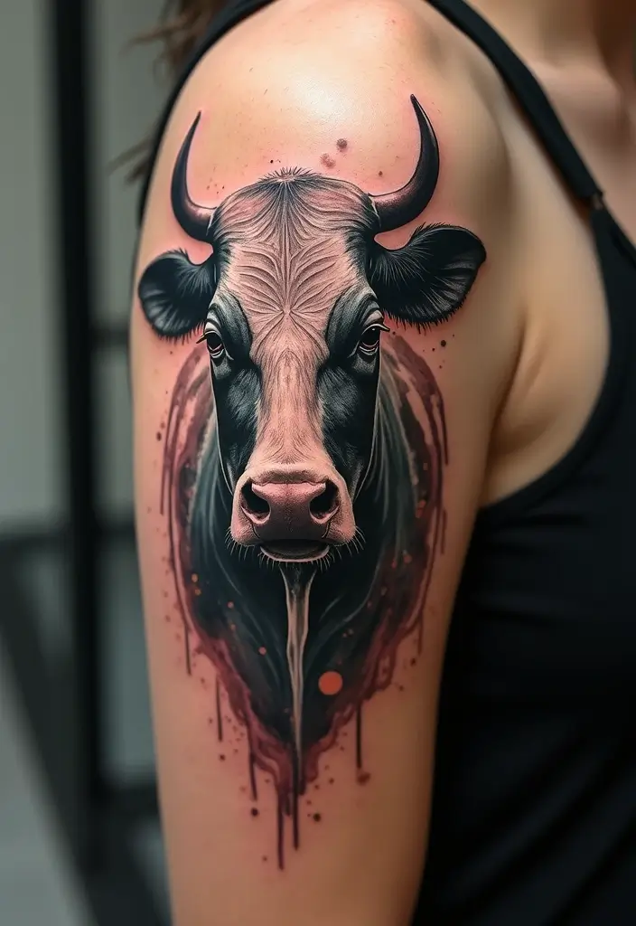 50 Cow Tattoo Designs with Fun and Unique Symbolism - 41. Cow with Technological Elements