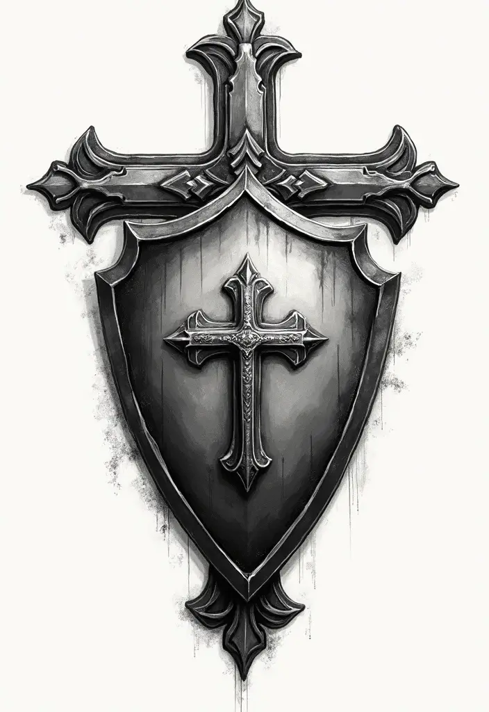 50 Cross Tattoo Meaning Inspirations and Symbolism Explained - 41. The Cross and a Shield: Faith as Protection