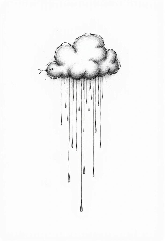 50 Line Art Custom Tattoos for Minimalist and Creative Designs 41 50 Line Art Custom Tattoos for Minimalist and Creative Designs - 41. Clouds and Rain