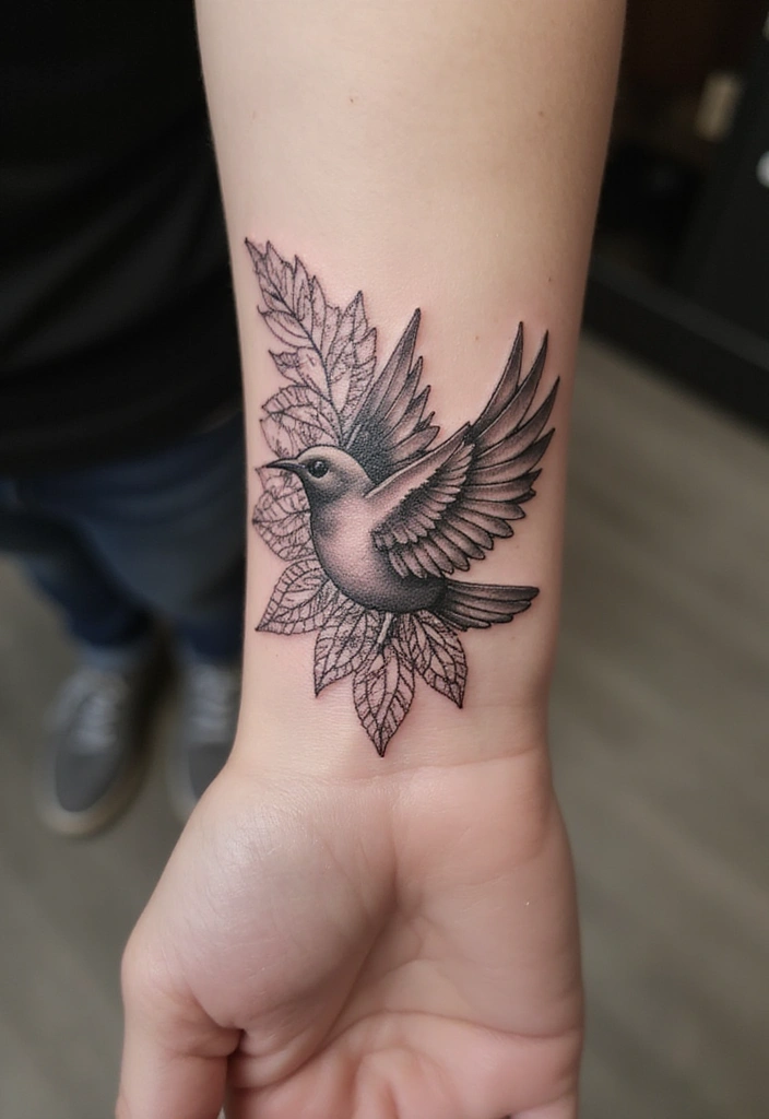 50 Sparrow Tattoos with Symbolism and Artistic Styles - 41. Sparrows with Lace