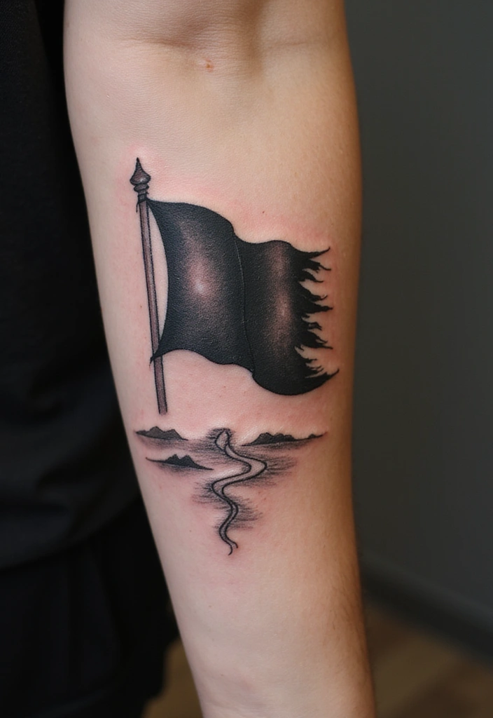50 Black Flag Tattoo Meaning Inspirations and Symbolism 42 50 Black Flag Tattoo Meaning Inspirations and Symbolism - 42. On the Path of Self-Discovery