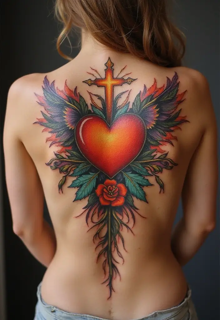 50 Christian Back Tattoos with Meaningful and Powerful Designs - 42. The Heart of Worship