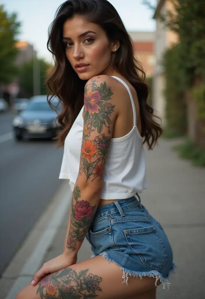 50 Above the Knee Tattoo Ideas with Unique Placement Designs 43 50 Above the Knee Tattoo Ideas with Unique Placement Designs - 43. Artistic Juxtaposition
