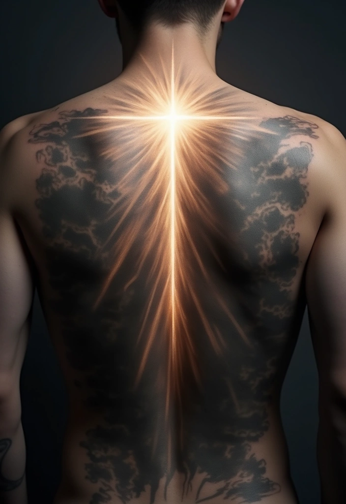 50 Christian Back Tattoos with Meaningful and Powerful Designs - 43. The Light in the Darkness