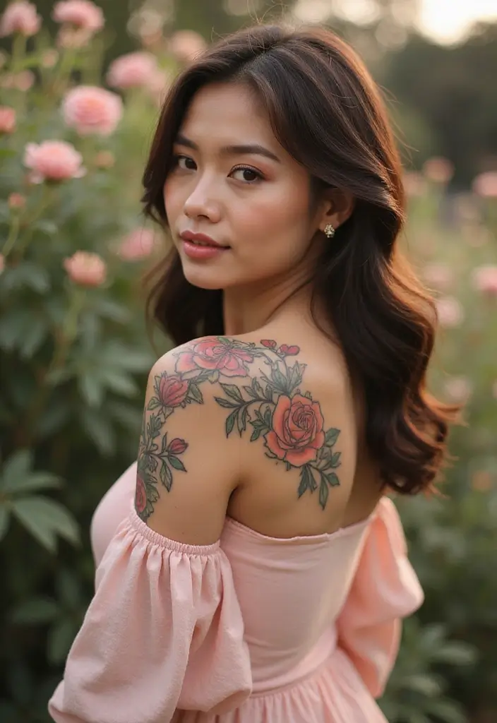 50 Front Shoulder Tattoos for Females That Are Stylish and Bold 43 50 Front Shoulder Tattoos for Females That Are Stylish and Bold - 43. Whispers of Love