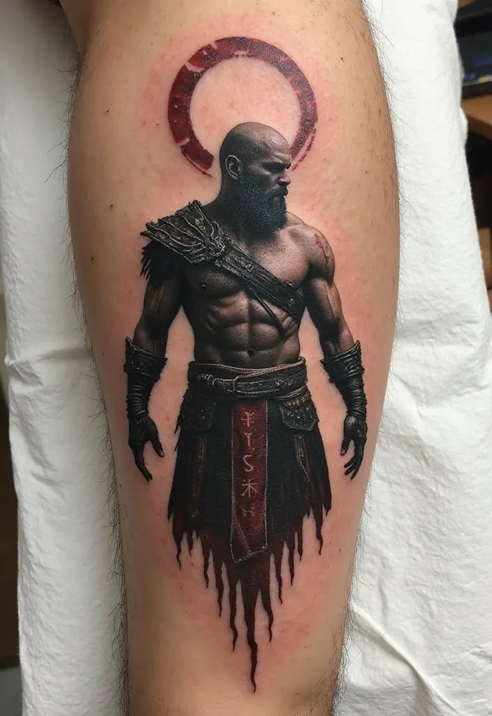 50 God of War Tattoo Ideas for True Fans of the Game - 43. The Shadow of a God