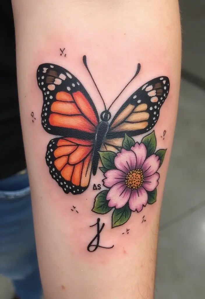 50 Half Butterfly Half Flower Tattoo Designs and Inspirations - 43. Symbolic Connections